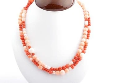 Rote Lachs Edel Korallen Kette Sardegna Magnet Verschluss Neu # - Bild 1 von 4