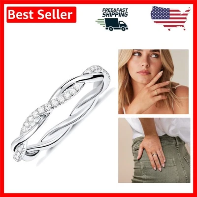 Anillo de eternidad hipoalergénico enchapado en oro de 14K con elegante diseño retorcido, talla 7 Foto 1 de 4