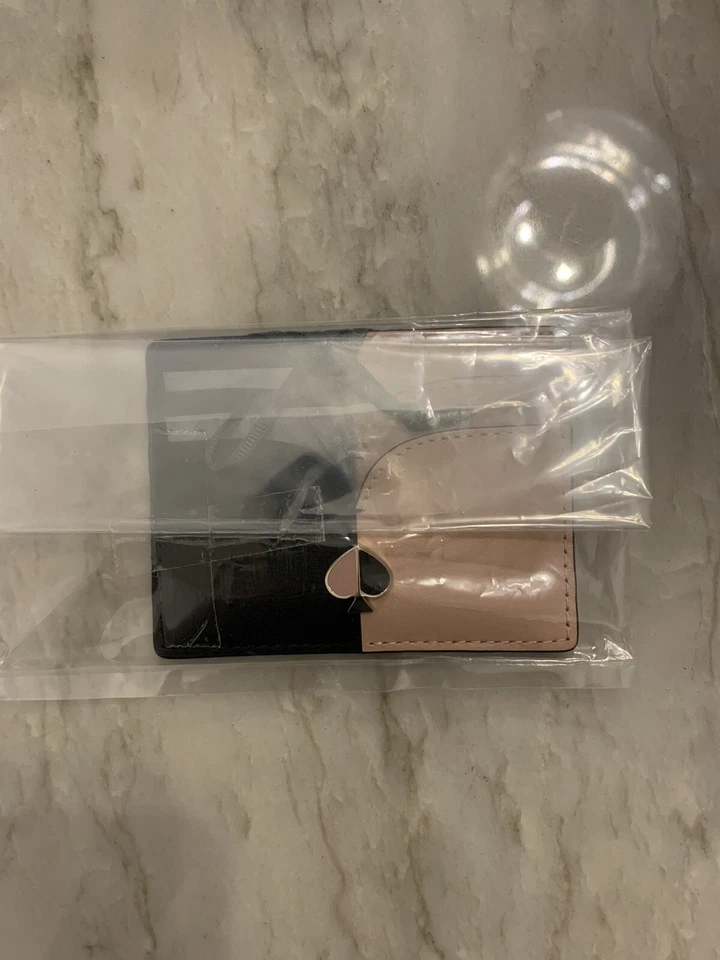 Новый с Ярлыками Kate Spade New York Nicola двухцветный кожаный карты держатель черный Flapper розовый - Изображение 1 из 2