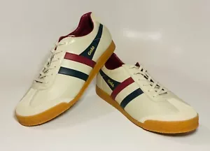 Gola Harrier Leather Retro 70s Indie Trainers Ecru Mens 12 NEW - Picture 1 of 9