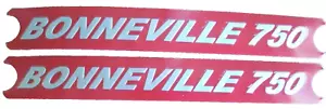 Bonneville 750 silver on red plastic side panel decal emblem motif pair 1973-4 - Picture 1 of 8