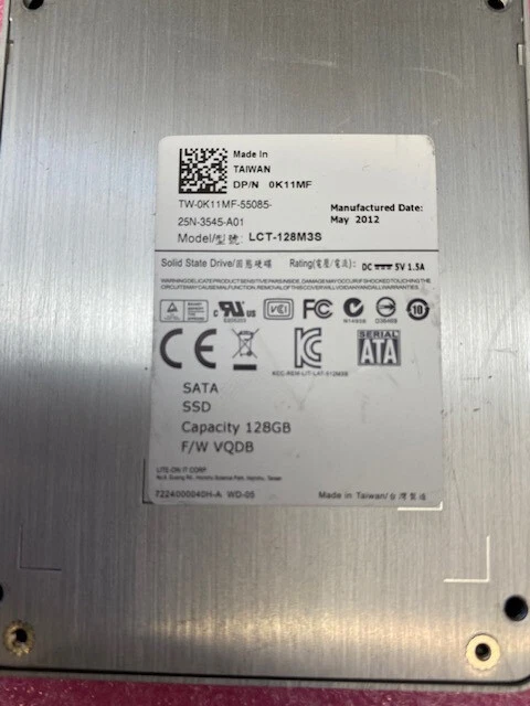 Lite-On LCT-128M3S 128GB 2.5" SATA 6Gb/s 0K11MF SSD Solid State Drive - Image 1 of 2