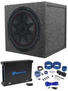 Kicker 52CVR124 CVR12 COMPVR 12" Subwoofer+Mono Amplifier+Sealed Sub Box CVR124 - Picture 1 of 12