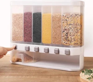 Grain Dispenser with Measuring Cup,Dry Food Dispenser Snack Dispenser Rice - Picture 1 of 7