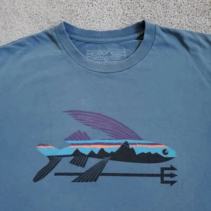 Camisa Patagonia Para Hombre Grande Azul Logo Pesca Exterior Peces Voladores Montaña - Imagen 1 de 11