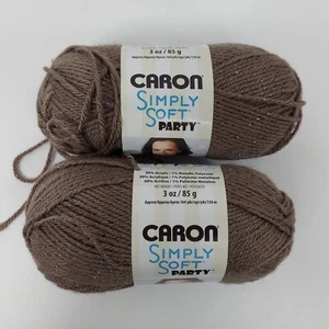 Caron Simply Soft Party Acrylic/Metallic Yarn Chocolate Sparkle Brown Lot/2 Sk - Picture 1 of 7