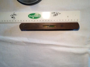 Antike kleine Wasserwaage, Holz mit Metall, 20 cm - Bild 1 von 8