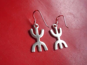 Moroccan SILVER zeed Amazigh Tifinagh PLAIN alphabet earrings    L23 mm - Picture 1 of 8