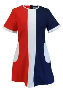 Ladies Retro Mod Vintage Red White and Blue Dress - Picture 1 of 3