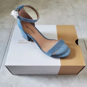 Call It Spring stangarone light blue denim heels NWB Size 7.5 US - Picture 1 of 8