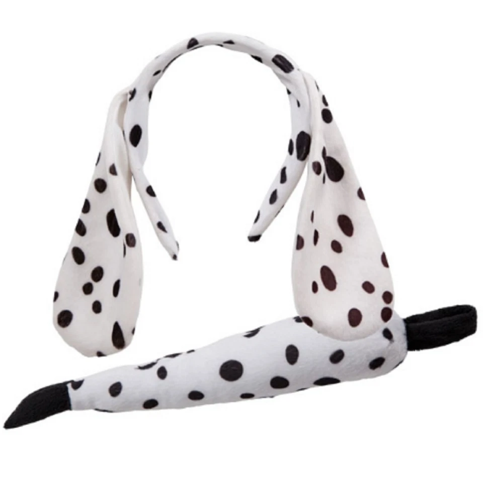 Conjunto de orejas y cola dálmata adulto/niño vestido de fantasía diadema accesorio de disfraz Foto 1 de 1