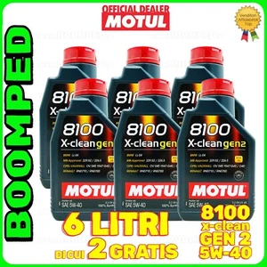 MOTUL 8100 X-CLEAN GEN2 5W40 OLIO MOTORE BMW LL-04 C3 API SP 6 LITRI 06MO43 - Foto 1 di 7