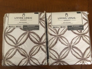 Living Logic Thermal lined back tab X2 84" Beige Blackout Curtains - Picture 1 of 3
