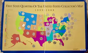 1999-2008 Complete! Set! STATE QUARTERS COLLECTION 50 Coins! COLORFUL MAP FOLDER - Picture 1 of 5