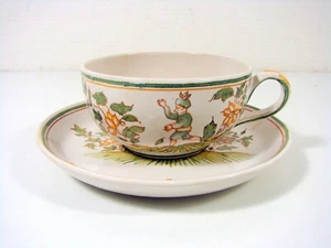 Tasse Sous-tasse Faïence Malicorne Décor Moustiers au Chinois par Emile Tessier7 - Picture 1 of 9