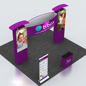 20ft portable custom trade show display booth pop up stand with counter lights - Picture 1 of 5