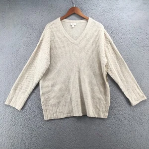 Ana Pullover Sweater Womens XL Beige Dolman Long Sleeve V-Neck Casual Knit NEW - Picture 1 of 17