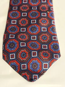 Neiman Marcus Orange Brown Blue Multicolor Tie 60" LONG X 3 "Wide - Picture 1 of 2
