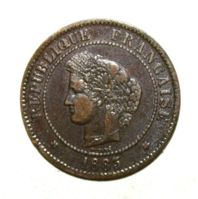 S4 - France 5 Centimes 1883-A Extremely Fine Bronze Coin - Liberty Head *** Nice - Image 1 of 2