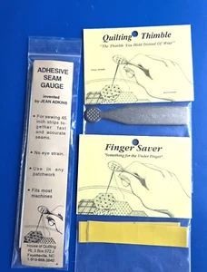 3 Quilting, House of Quilting Thimble, Finger Saver, Adhesive Seam Guage NOS - Picture 1 of 8