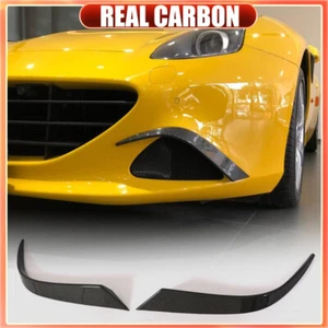 For Ferrari California T 2015-18 REAL CARBON Front Bumper Fins Air Vent Splitter - Picture 1 of 13