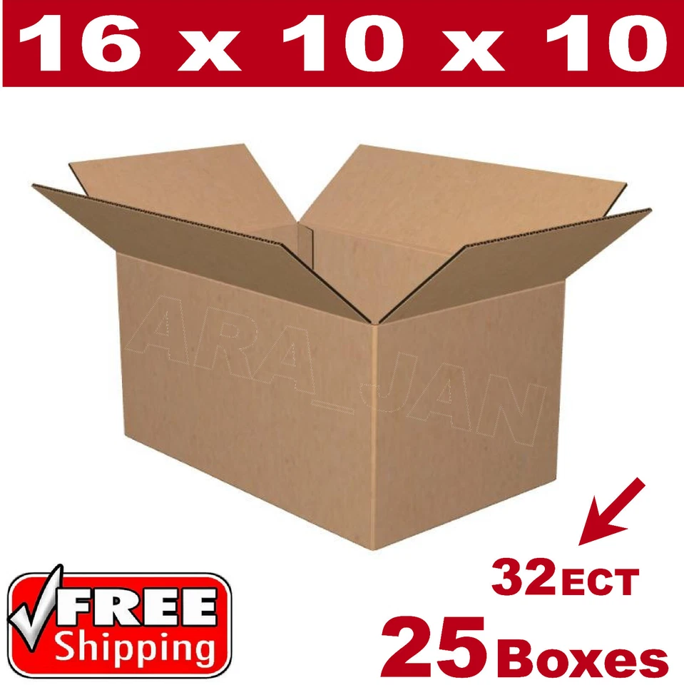 25 - 16x10x10 Cardboard Boxes Mailing Packing Shipping Box Corrugated Carton - Image 1 of 1