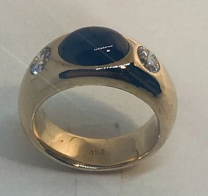 Band Ring Klassiker 750 – 18kt Gelbgold Saphir1,50ct. Brillanten 0,90ct. - Bild 1 von 10