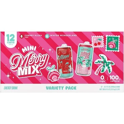 Mini bebida energética Alani Nu - Merry Mix - Edición limitada (12 bebidas, 8,4 fl. Oz. Foto 1 de 4