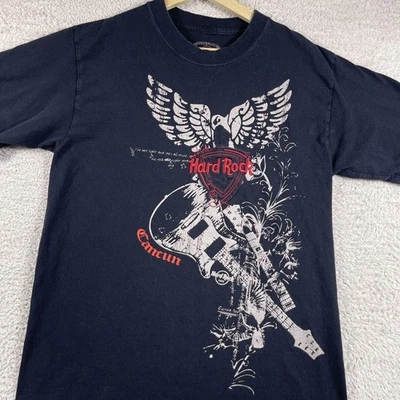 Hard Rock Cafe T-Shirt Mens Medium Black Y2K Grunge Cancun Guitar Tribal Skate - Image 1 of 4
