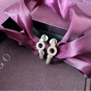Lagos Caviar Diamond 18k 925 Silver Earrings - Picture 1 of 5