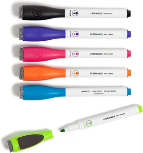 Fine Tip Dry Erase Markers with Eraser, Low Odor Whiteboard Markers Fine Tip, As - Picture 1 of 12