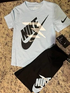 Nike Youth Boys Short Set Youth Large NWT Blue Black Dri Fit - Picture 1 of 1