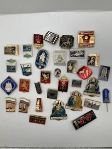 Lot Of Russian Pins Enamel Old Soviet Lot Of 34 - Picture 1 of 6