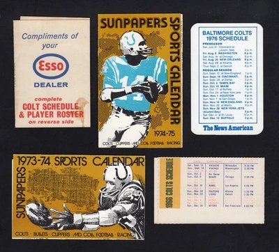 (5) 1966-76 Baltimore Colts Sunpapers News Amer Esso Football Pocket Schedules - Image 1 of 3