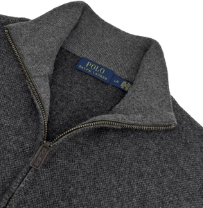 Polo Ralph Lauren Sweater Men’s L Half Zip Gray Italian Wool Knit Winter Warm - Picture 1 of 10