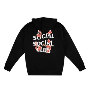 Anti Social Social Club Cherry Blossom White Black Hoodie Size Medium - Picture 1 of 4