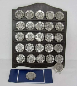 FRANKLIN MINT "POOR RICHARD'S SAYINGS" 25 PEWTER MINIATURE PLATES & RACK ++ - Picture 1 of 8