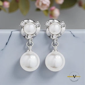 ORECCHINI DONNA CON PERLE E ZIRCONI IN ARGENTO 925 RODIATO ANALLERGICI - Foto 1 di 5