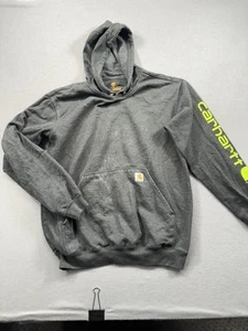Vintage Men's Sz Medium Carhart Hoodie Sweatshirt Gray Grey Original Fit Logo - Picture 1 of 7