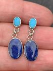 Silver Lapis Lazuli & Turquoise Drop Earrings
