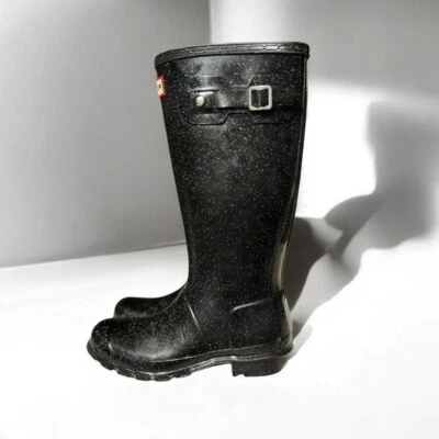 🌻NEW HUNTER Big Kid Original Giant Glitter Rain Boots Size 4 Boy / 5 Girl. - Image 1 of 4
