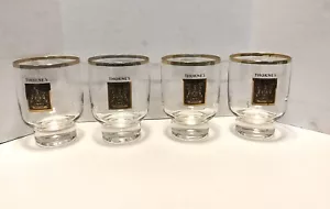LOT 4 Thornes 10 Scotch Tumbler Glass Gold Logo Rim Rocks Glasses - Picture 1 of 7