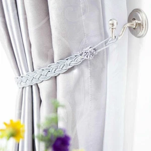 2 PCS Curtain Tie Backs Braided Satin Rope Curtain & Voile Tiebacks Holdbacks - Picture 1 of 17