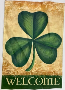 Trébol de bienvenida jardín bandera 12,5"" x 18"" trébol de hoja St. Patricks día 4 - Imagen 1 de 2