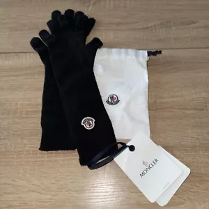 NWT New Authentic Moncler Unisex Black Long Rib-Knit Winter Gloves With Dustbag - Picture 1 of 7