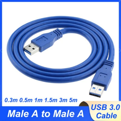 USB Cable Male A To Male A USB 3.0 Lead  Plug to Plug 0.3m 0.5m 1m 1.5m 3m 5m - Image 1 of 4