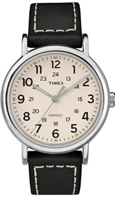 40 мм Timex Weekender мужские часы черный кожаный ремень белый/кремовый циферблат TW2T21600 - Изображение 1 из 4