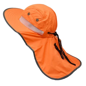Mens Womens Boonie Snap Hat Sun Wide Brim Neck Flap Cap 100% Cotton Bucket Hats - Picture 1 of 23