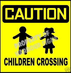 Precaución Niños cruzando señal de seguridad Calcomanía 18 "Concesión Ice Cream Food Truck - Imagen 1 de 3