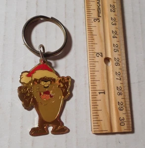 Christmas Tasmanian Devil Taz Keychain Warner Brothers 1994 Vintage Metal - Picture 1 of 4